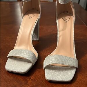 Windsor White Heels with Chunky Heel and ankle strap